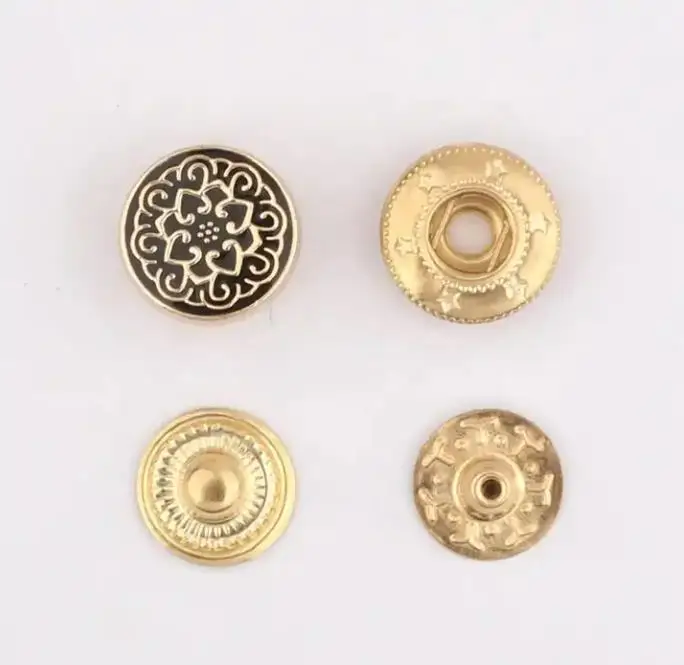 Factory Price Zinc Alloy Four Parts 12mm LOGO Custom Metal Press Snap Shank Button For Clothing