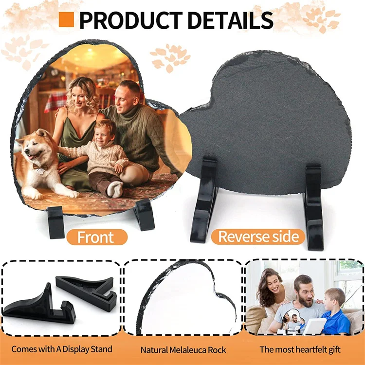 Sublimation Photo Slate 3D Heat Transfer Printing Sublimation Blank Stone Rock Photo Frame Slate Photo Slate