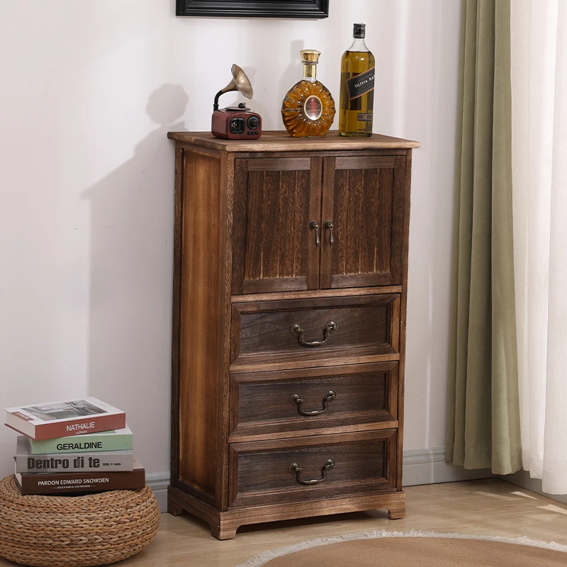 Living Room Furniture Corner Cabinet Drawer Rattan Storage Cabinet Wooden Kitchen Storage Container Cabinets