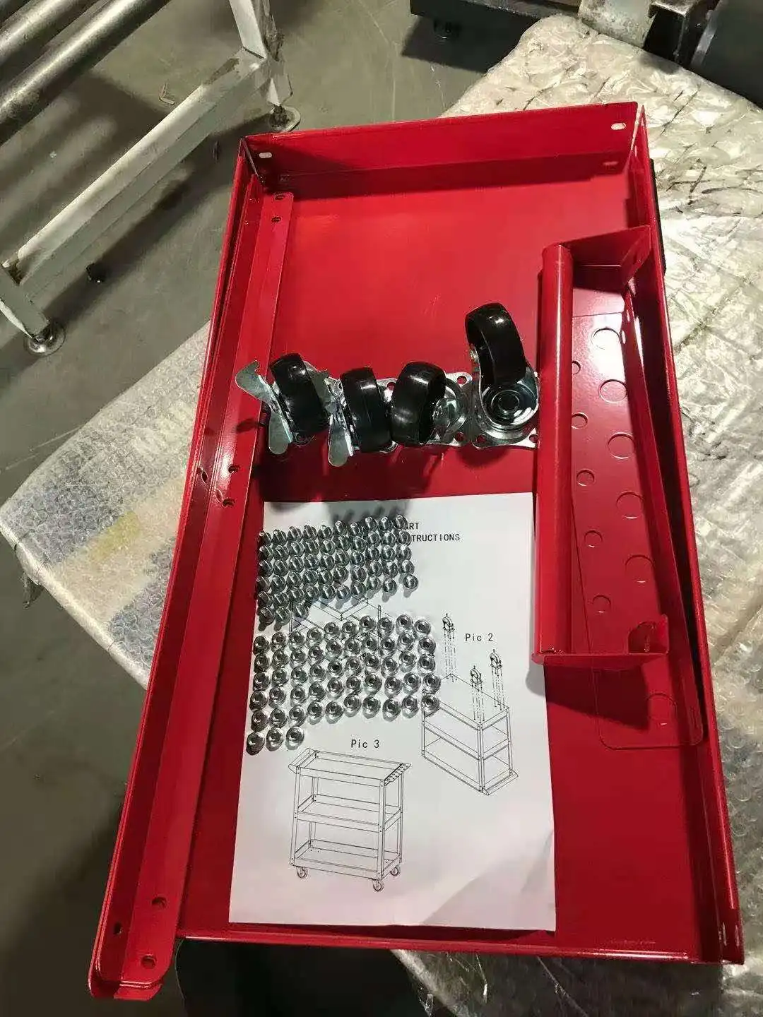 Heavy rolling metal cheap three trays metal tool cart trolley work bench hand cart beach cart