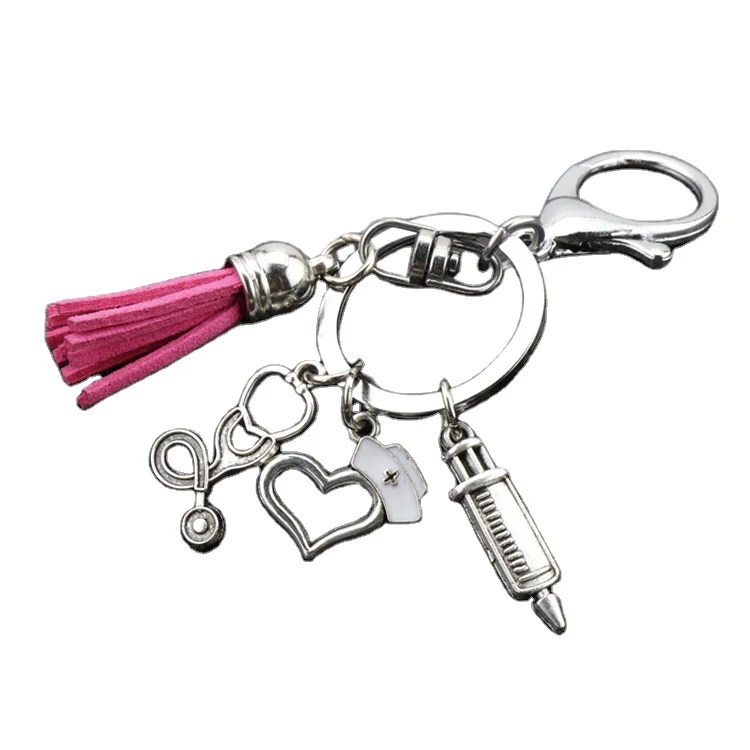 Medical tassel needle syringe stethoscope keychain for doctors nurse