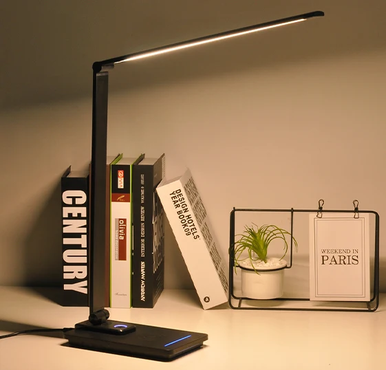 OEM ODM Aluminum metal led Desk Lamp with Wireless Charging