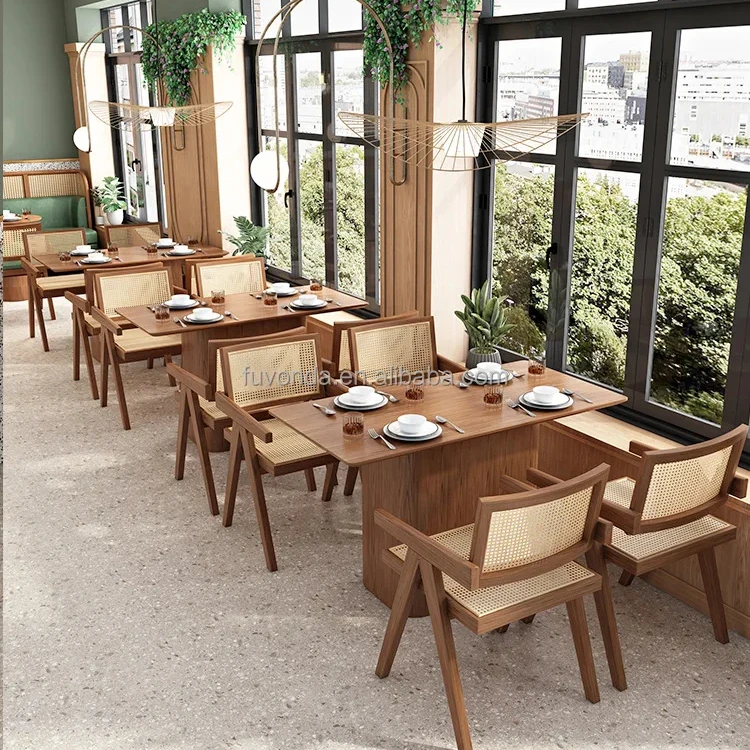 South East Asia Style Rattan Dining Chairs and table booth sofa chairs furnitures for restaurant