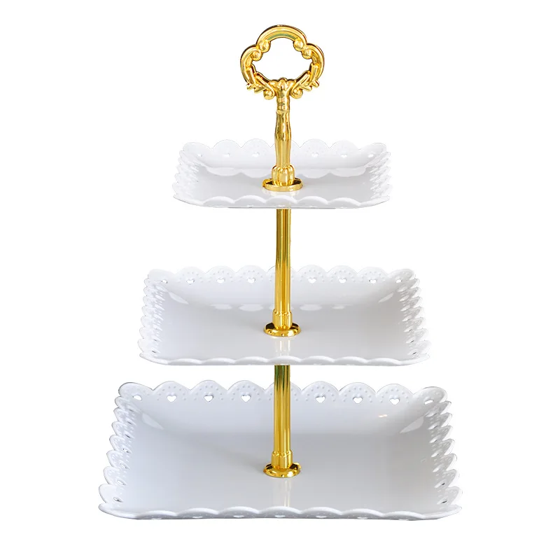 European Wedding Cake Stand Plastic Candy Compote Three-Tier Dessert Stand Cake