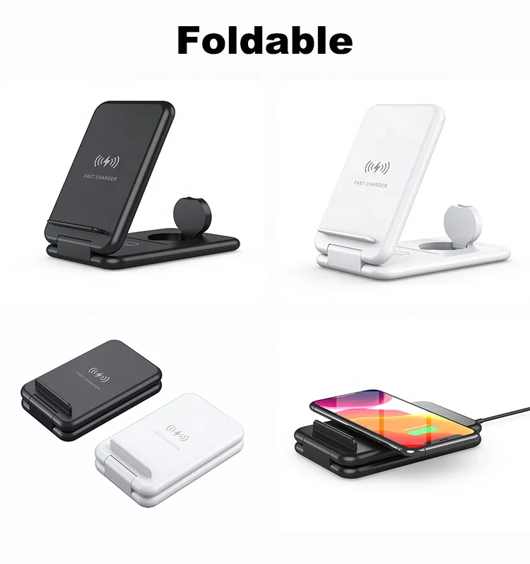  Trending Products 2021 New Arrivals 15w Qi Fast Charge 3 in 1 Wireless Phone Charger 3-in-1 Charging Dock Station