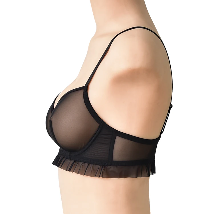 High Quality RTS Wholesale Women Mesh Underwire Bra Sexy Transparent Lingerie Bra New Design Women Bra & Brief Set