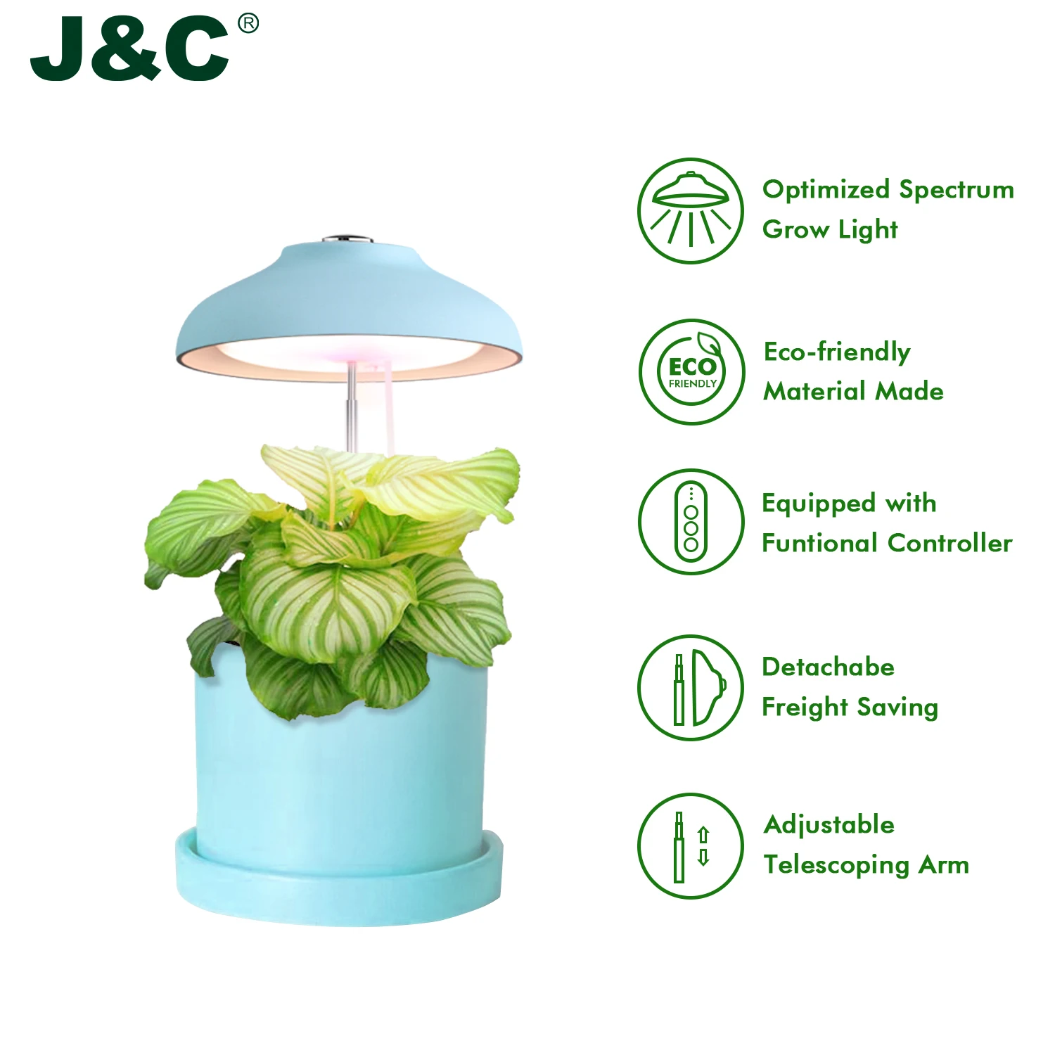 J&C Planter Mate 5W Home and Office Plant Light Indoor Garden Decor Home Grow Kit Blue Best for Potted Plants