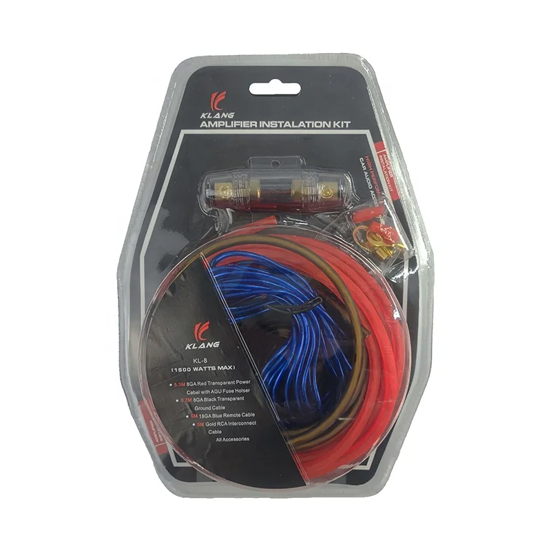 Klang Car audio wire cable set 8 GA power cable RCA Car amplifier cable for car active subwoofers