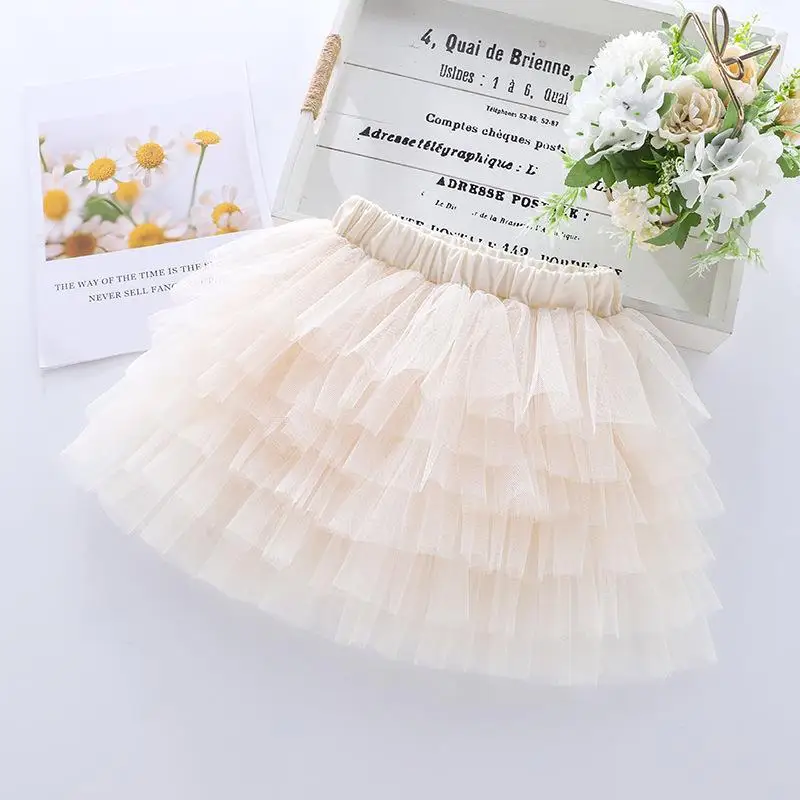 Wholesale Layers Dance Dress Lining Soft Mesh Gauze Kids Girls Solid Tutu Waist Skirt With Lining