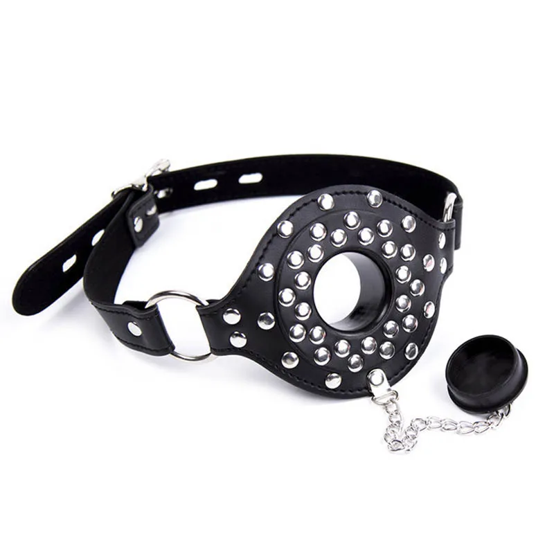 R Fetish Open Mouth Gag Harness Slave Bondage Adjustable PU Leather SM Oral Sex Deep Throat Mouth Gag BDSM Toys Roly Play
