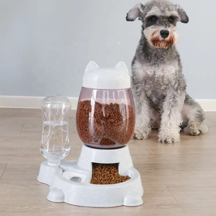 Pet Cat Dog Water and Food Bowl Set Separate Double Automatic Feeder Water Dispenser