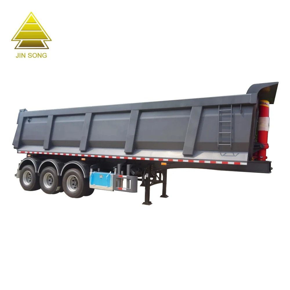 3 Axle U-Shape 40-60ton Aggregate Hydraulic Cylinder End Dumper Rear Dump Tipper Semi Truck Trailer