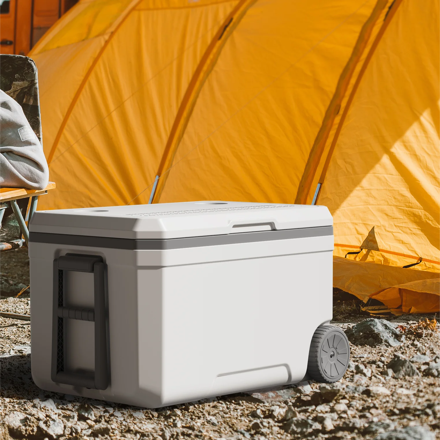 75 liters car camping picnic barbecue outdoor trolley insulation box food with wheels