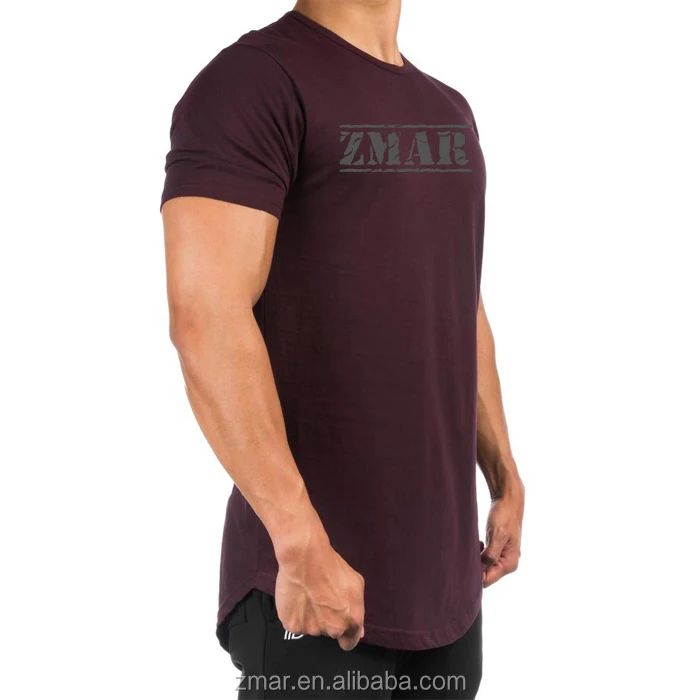 LPT923 Wholesale High quality Scoop Bottom Round Neck Mens Longline T shirt