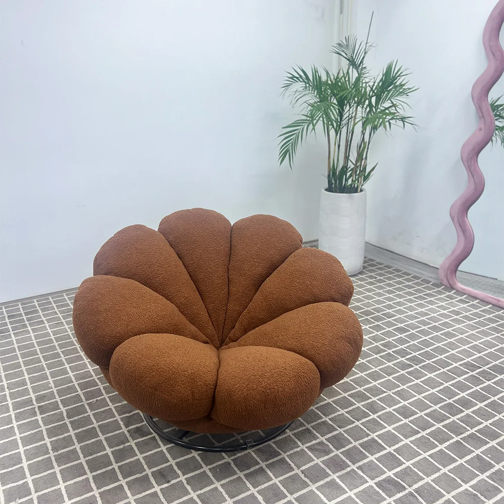 Nordic Luxury Single Rotating Velvet Accent Chair for Bedroom Hotel School Exterior Use Living Room Dining Modern Design Sofa