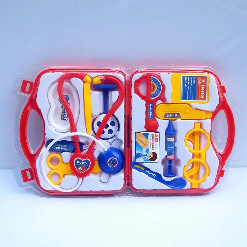 Unisex Portable Plastic Suitcase Educational Toy Set for Baby Nurse & Doctor Play Games Simulation Medical Tool Kit Role Play