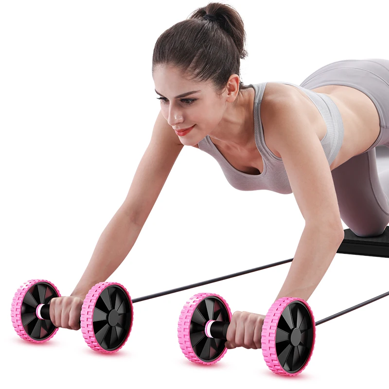 New Design Workout Exercise Equipment Body Fitness Sport Double Ab Wheel Roller Resistance Band
