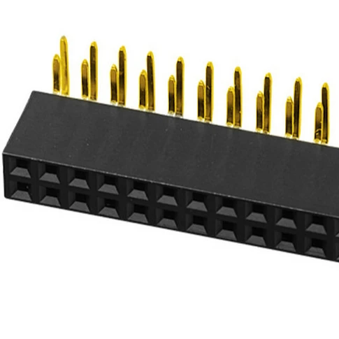 
gold plated 20pin 2.54mm female header connector H:8.5mm , dual row right angle type 