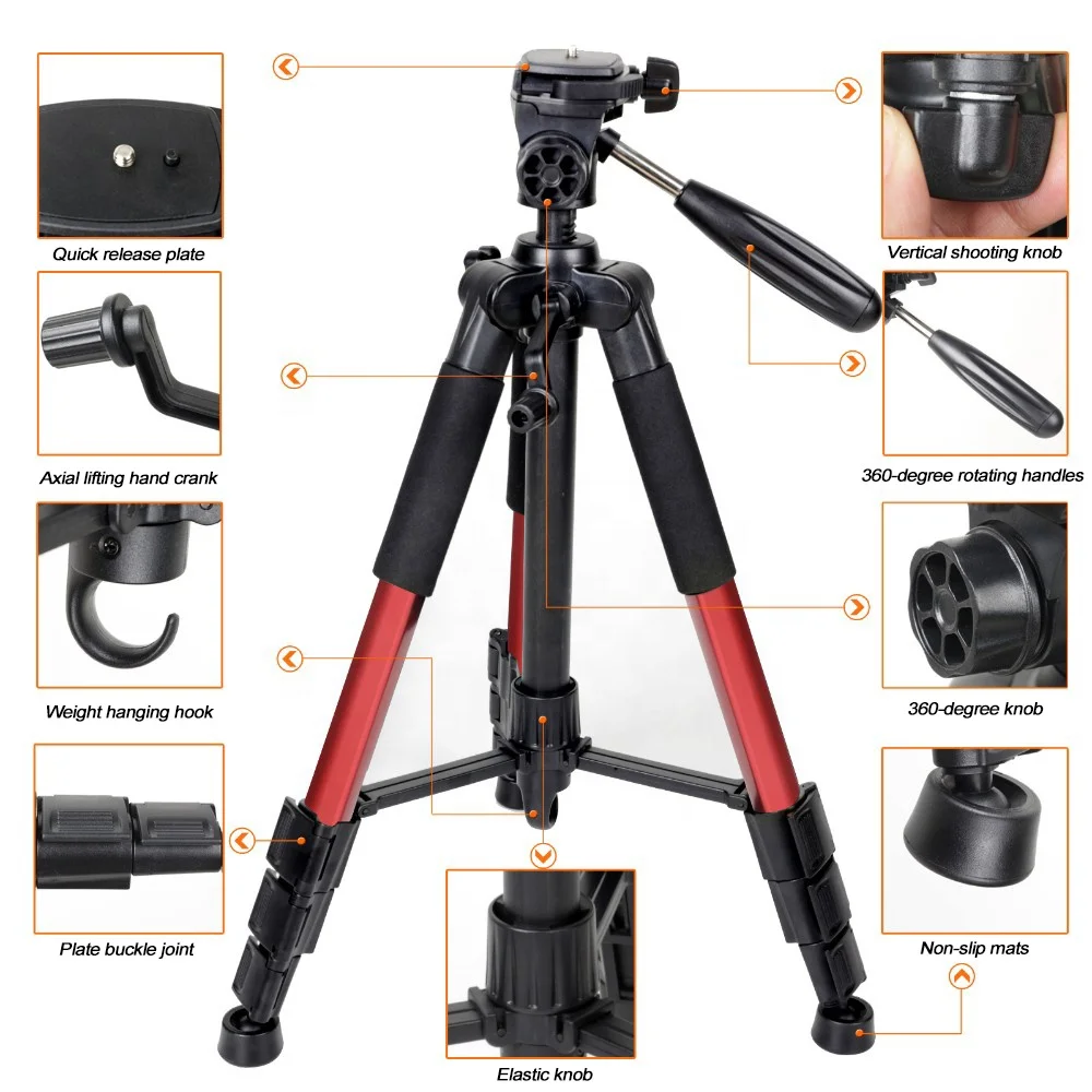 Professional Camera Tripod Q111 Aluminum DSLR Shooting Tripod Foldable Tripod Para Camara