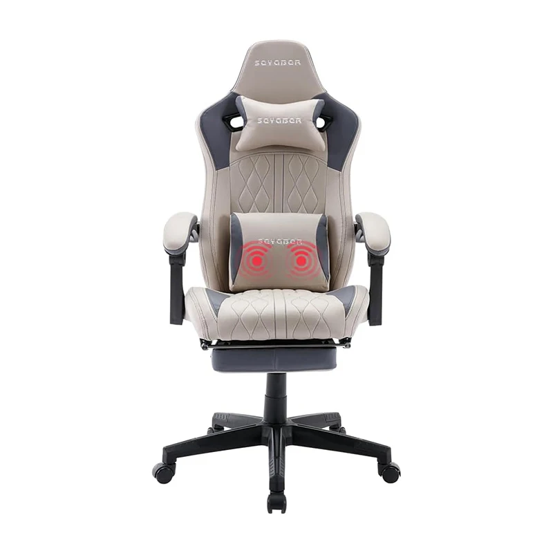 Adjustable height gas lifting speaker silla gamer computer chair pu leather gaming chair with footrest and massage