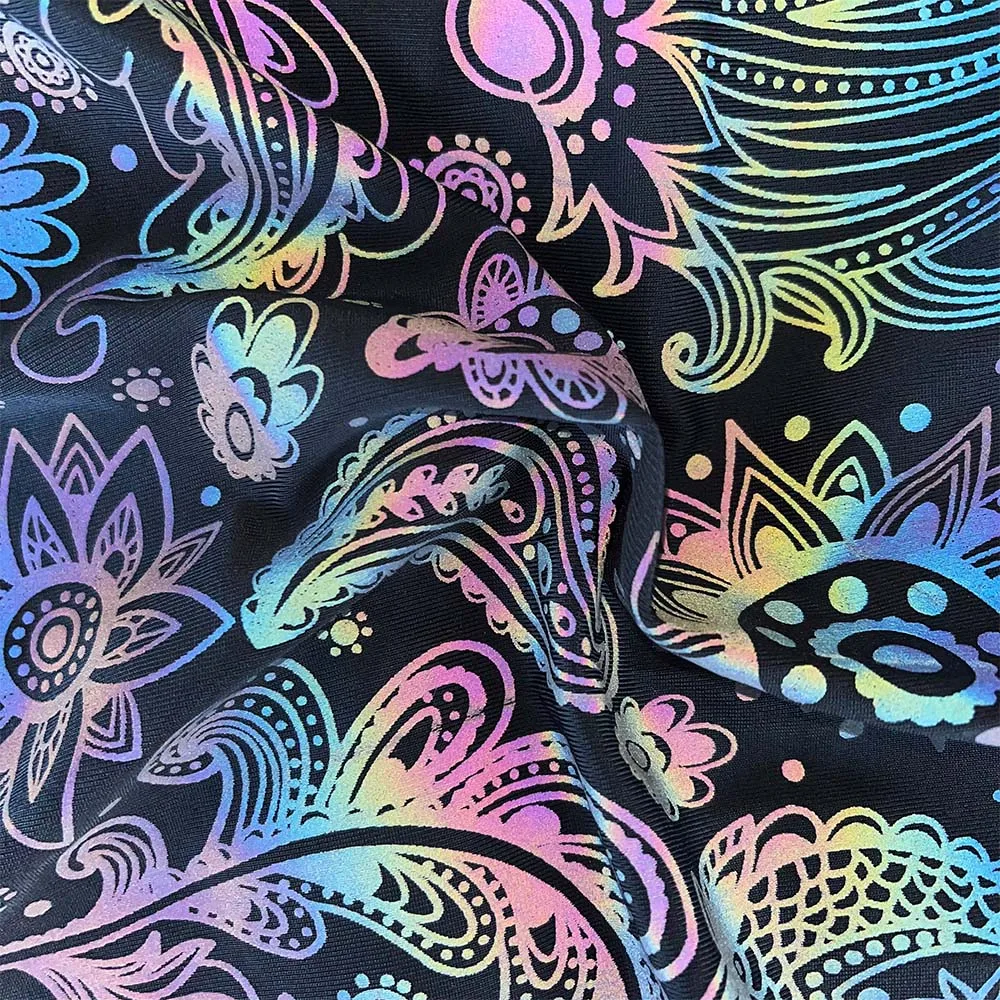 HCSP Elastic Color Changing Printed Flash Iridescent High Intensity Reflective Fabric
