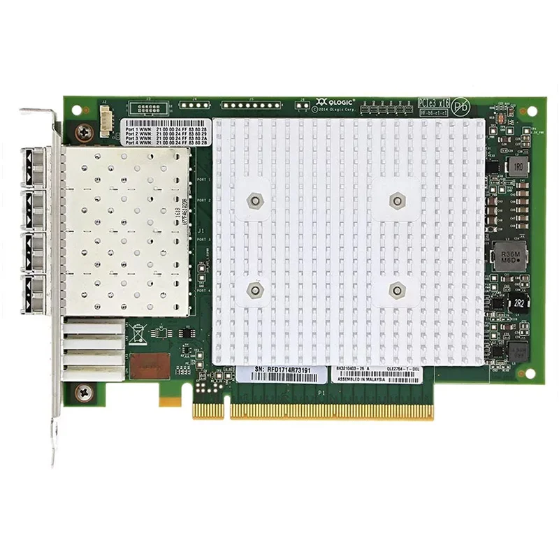 Натуральная QLE2764-SR-CK PCIe 3,0x16 четырехпортовый 32GFC SR оптоволоконных кабелей, программированием в производственных условиях + 32Gb волоконный канал адаптер