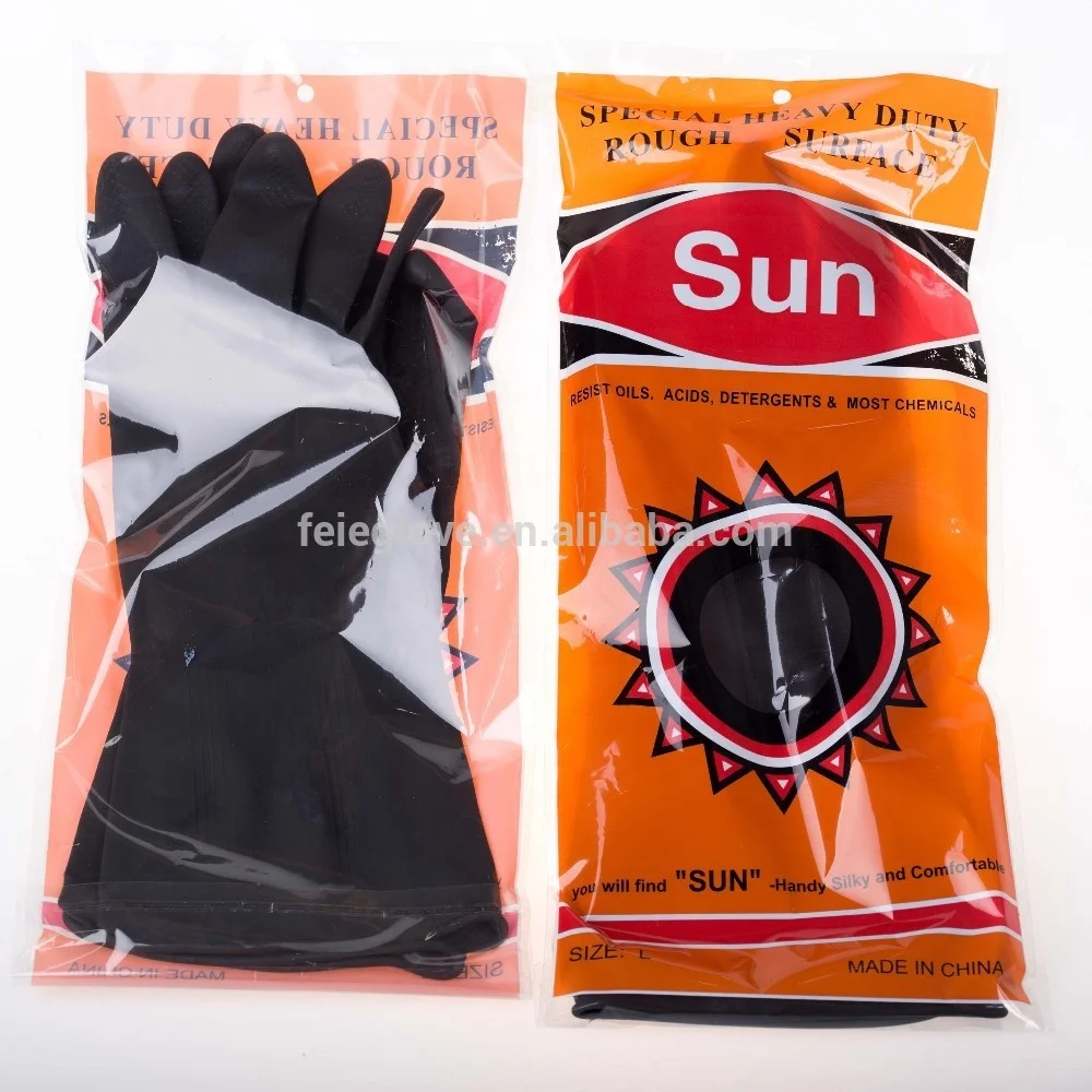 Black Smooth Chemical-resistant Palm Heavy Duty Industrial Builder Latex/ Rubber Glove Latex Anti-slip,water Proof 2-3 Years
