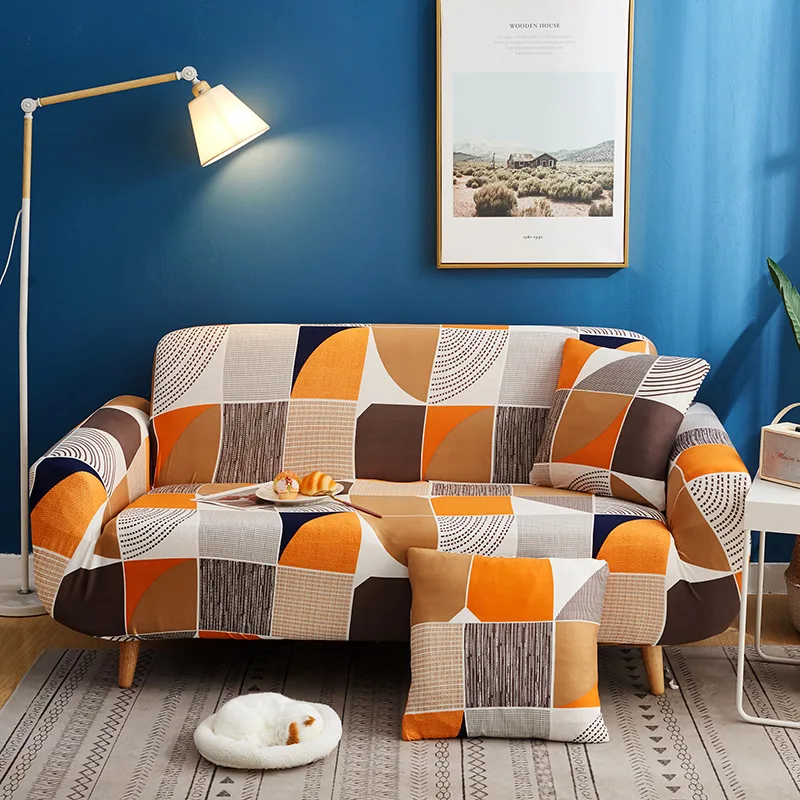 Wholesale universal High Stretch elastic stretchable sectional couch cover slipcover printed stretch sofa cover set