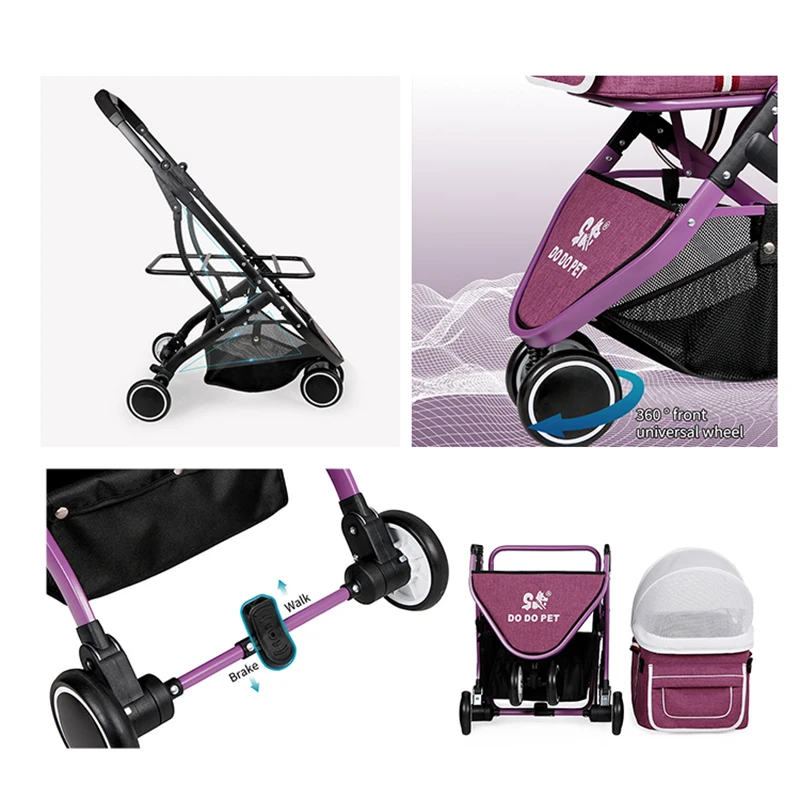 Wholesale Luxury Pet Stroller Dog Carrier 4 Wheels Pet Dog Stroller For Travel