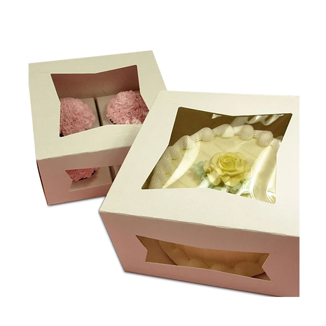 
Disposable custom beautiful design paper donuts / cake / tart packaging box with pvc window 