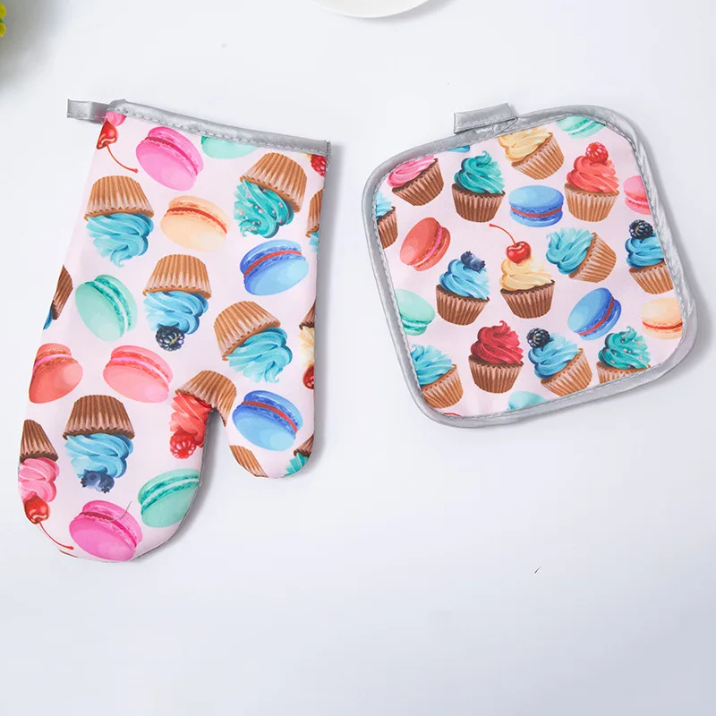 Wholesale Sublimation Heat resistant Kitchen Custom Oven Mitts and Pot Holders Sets
