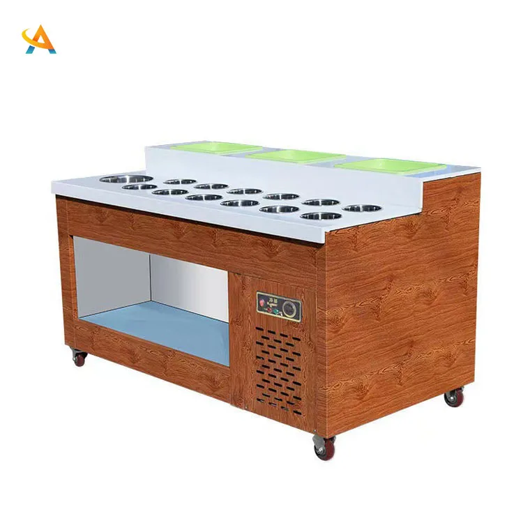 China Supplier Customize Professional Commercial Refrigeration Salad Counter Stainless Steel Workbench Pizza Counter