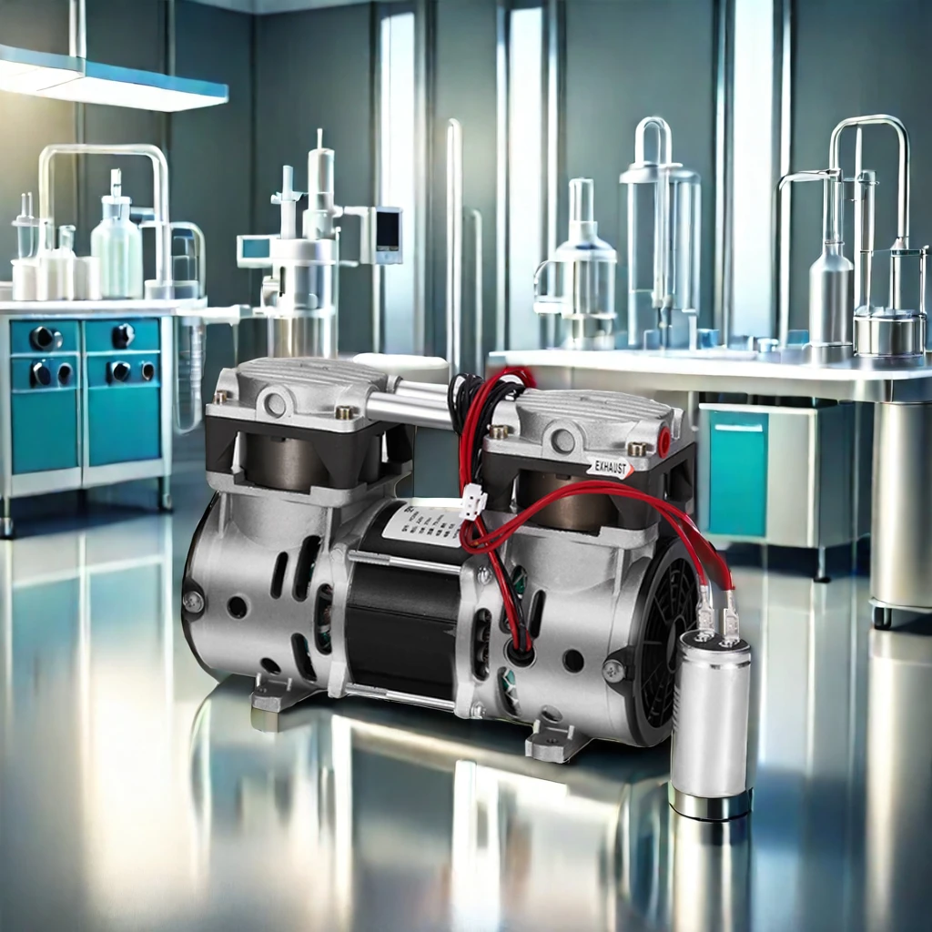 Two-Stage Oil-Free Piston Compressor Pump AC Electric Vacuum Pump Surgical Aspirator Customizable Cable Length Rated Power Metal