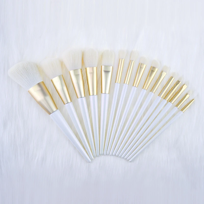 Beauty unique synthetic white high quality luxury private label vegan wholesale custom logo makeup brushes with bag