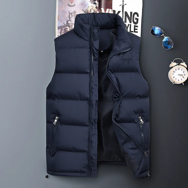 High Quality Winter Warm Custom Big Size Casual Loose Solid Sleeveless Men Puffer Vest