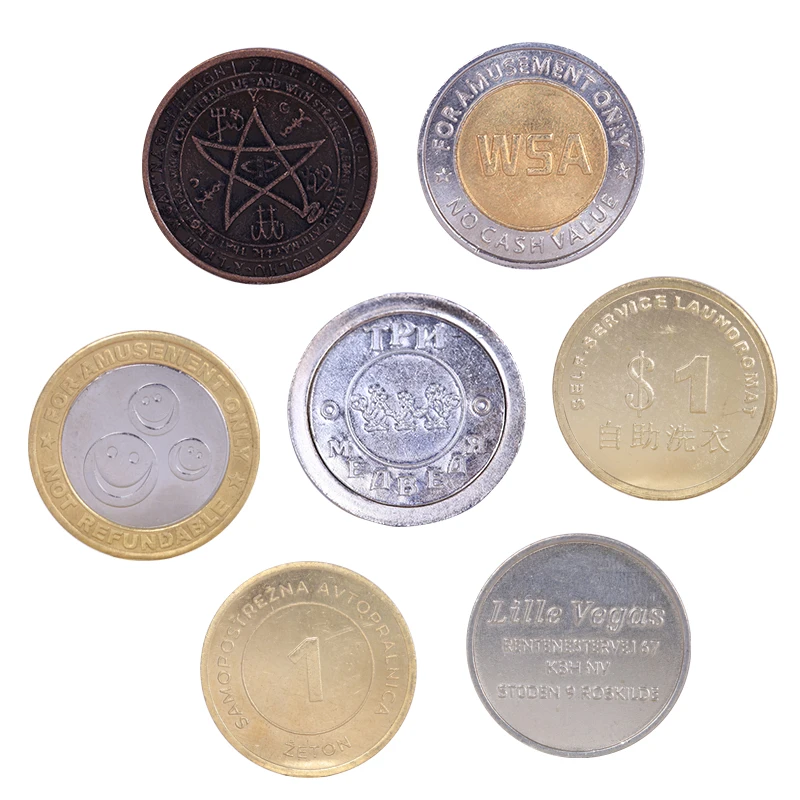 Custom Stainless Steel Metal Arcade Game Tokens Coin Custom Commemorative Oval Gold Coin for Amusement Arcade Game Machine