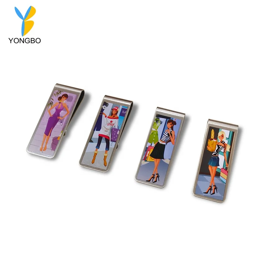 Metal Stainless Steel Money Clips Folder Print Silver Cash Clamp Holder Wallet Slim Card ID Money Clips Men Women