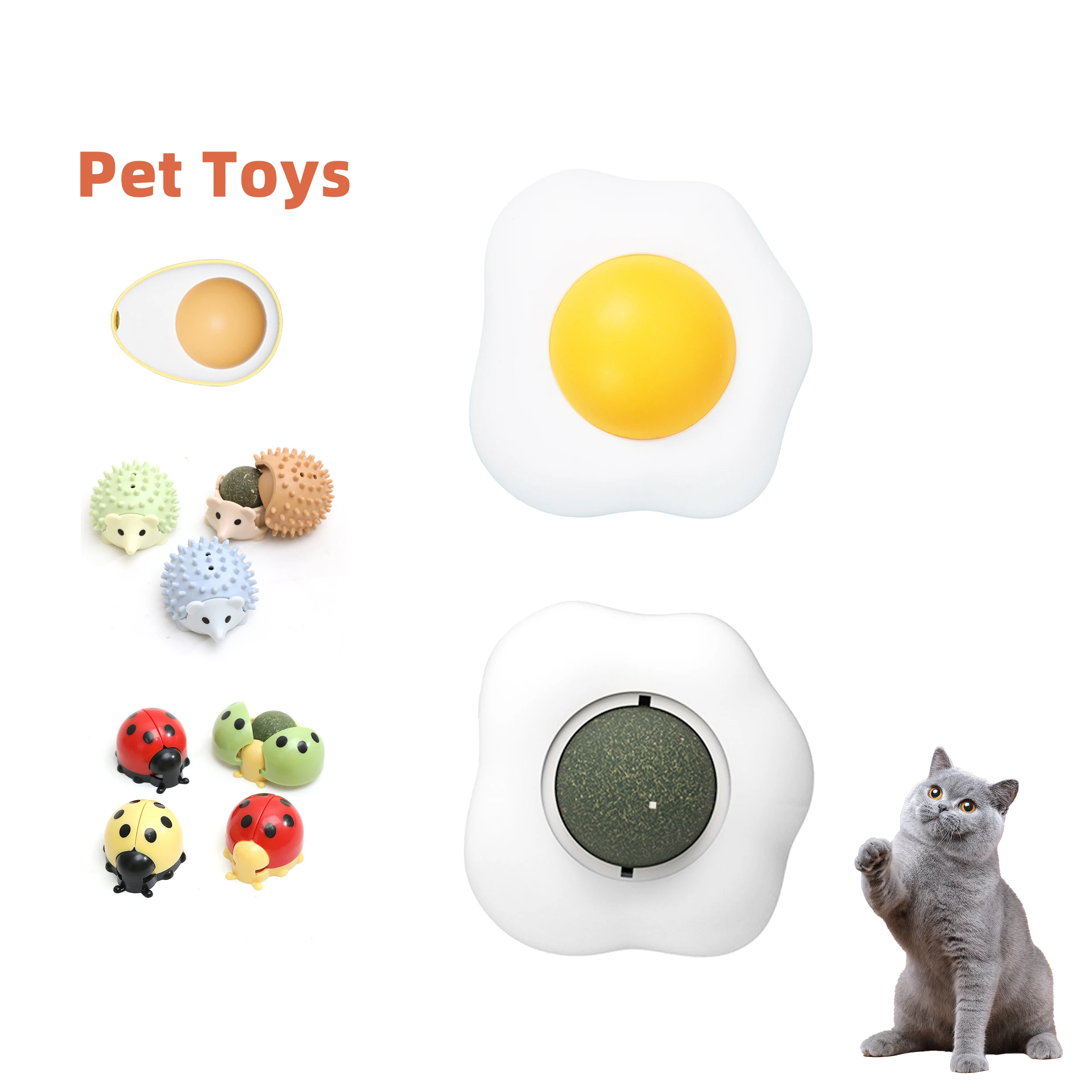 ez2pet Interactive Mint Ball Cat Toy Animal and Small Egg-Shaped Catnip Ball Toy for Playing and Chewing