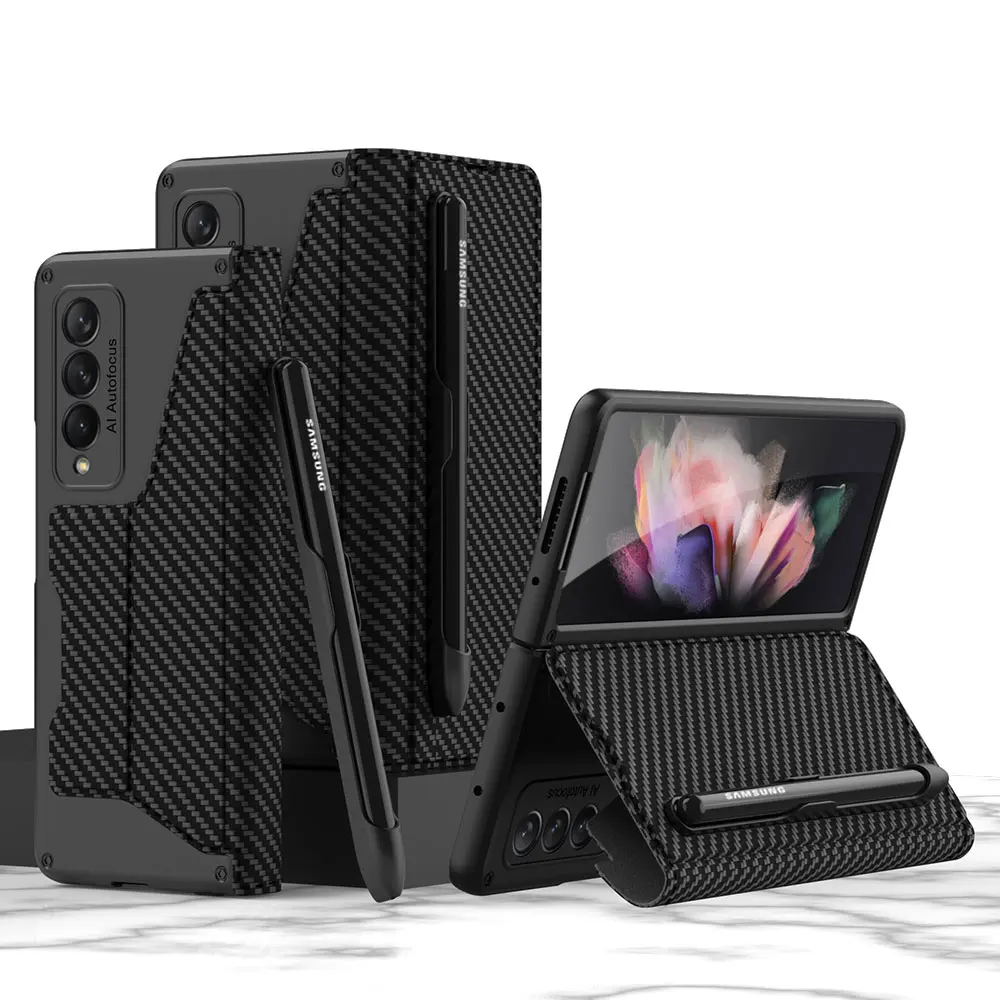 Новый дизайн 2021 флип-чехол из искусственной кожи для Samsung Galaxy Z Fold 3 с S-образным держателем ручки чехлы и мобильных телефонов