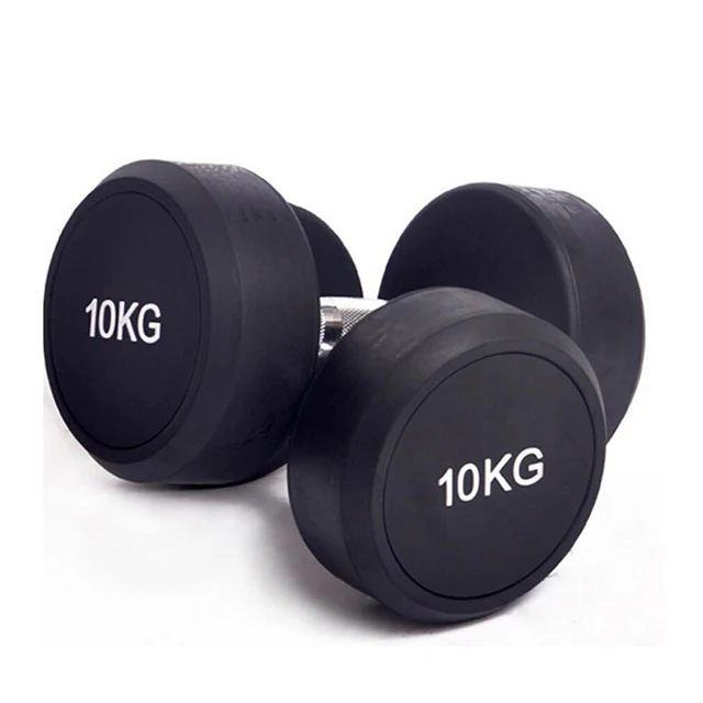 wholesale Coated Dumbbell Round Rubber Cpu Coated Cast Iron Dumbbell Round Head Rubber Dumbbell sales For Weight Lifting