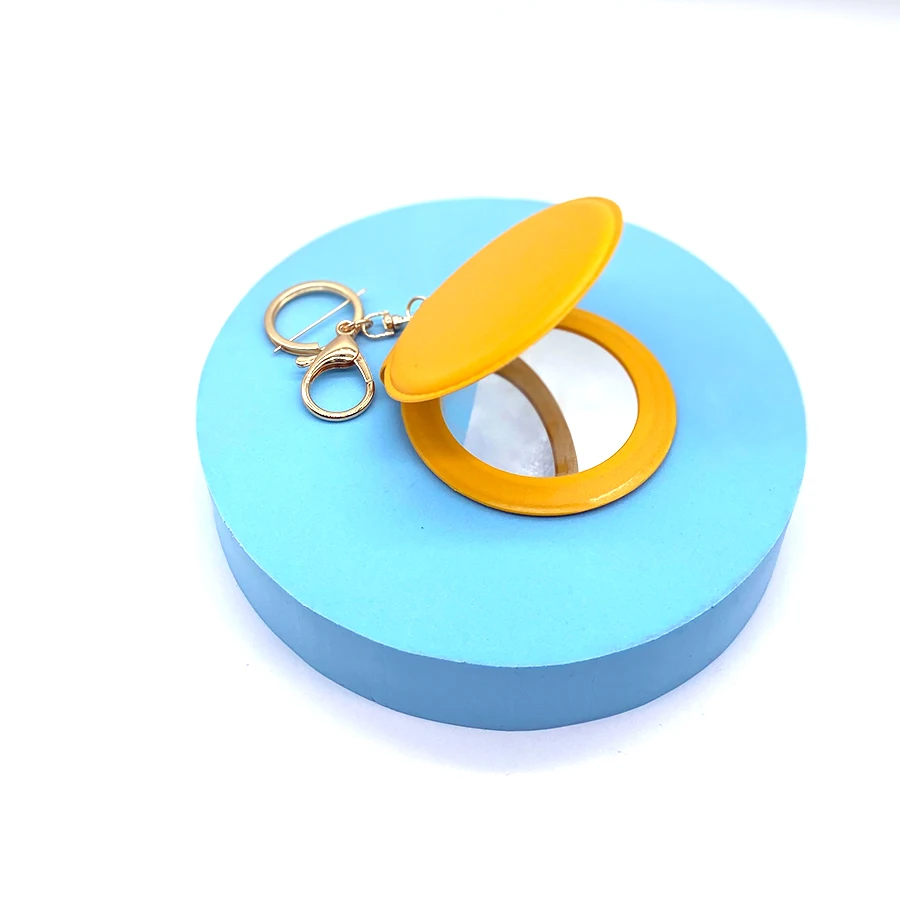 Hot Sale Custom Promotional Gift Key Chains Double Side Pocket Mirror Key Ring Circle Compact Mini Mirror Keychain