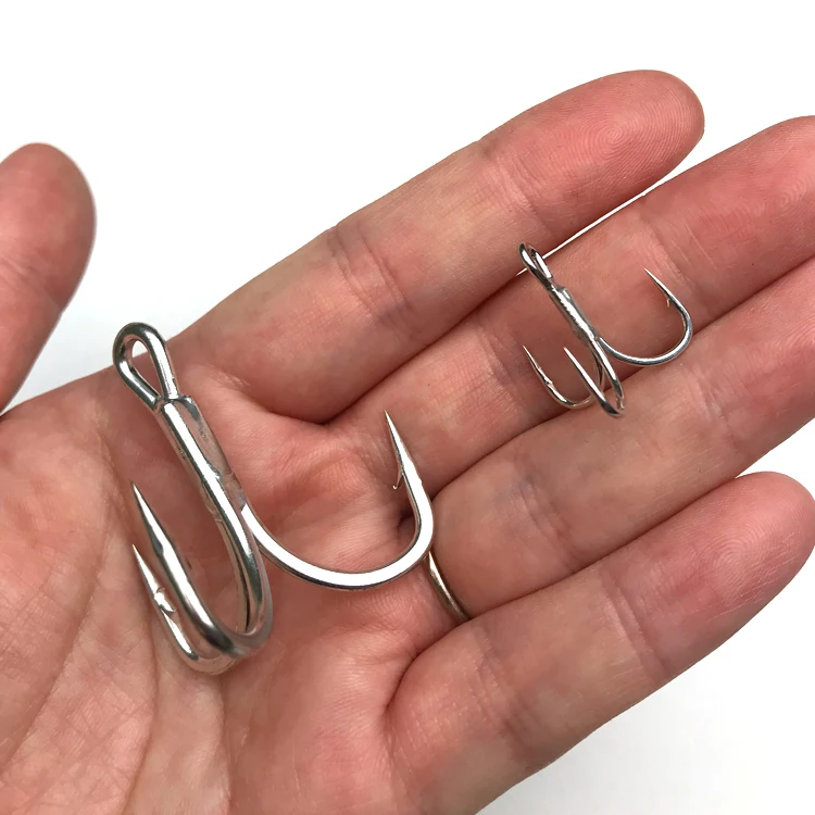 ST46 1000pcs/bag 3x Stainless Steel High Carbon Treble Hooks Strong Fish Light Fishing Hook Treble