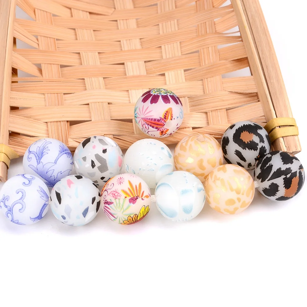 Low Moq Wholesale Food Grade Silicone Beads key Chain High Quality Luminous Silicone Beads 15mm Bulk Silicone Baby Teething Bead