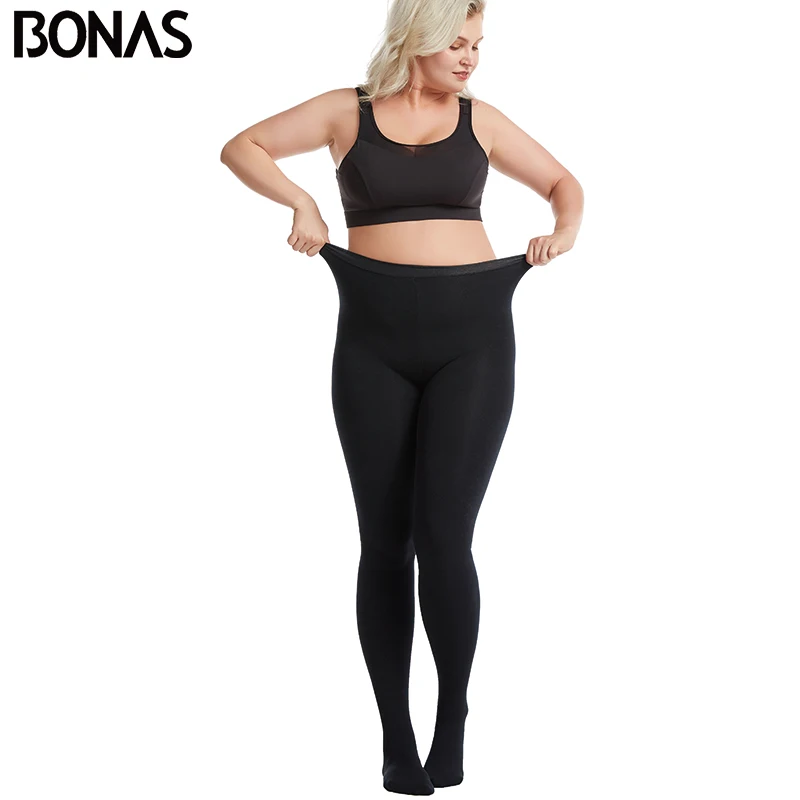 Bonas Widely Used Superior Quality Winter Warm Thermal Fleece Leggings Pantyhose with hole Sexy Womens Fleece Tights