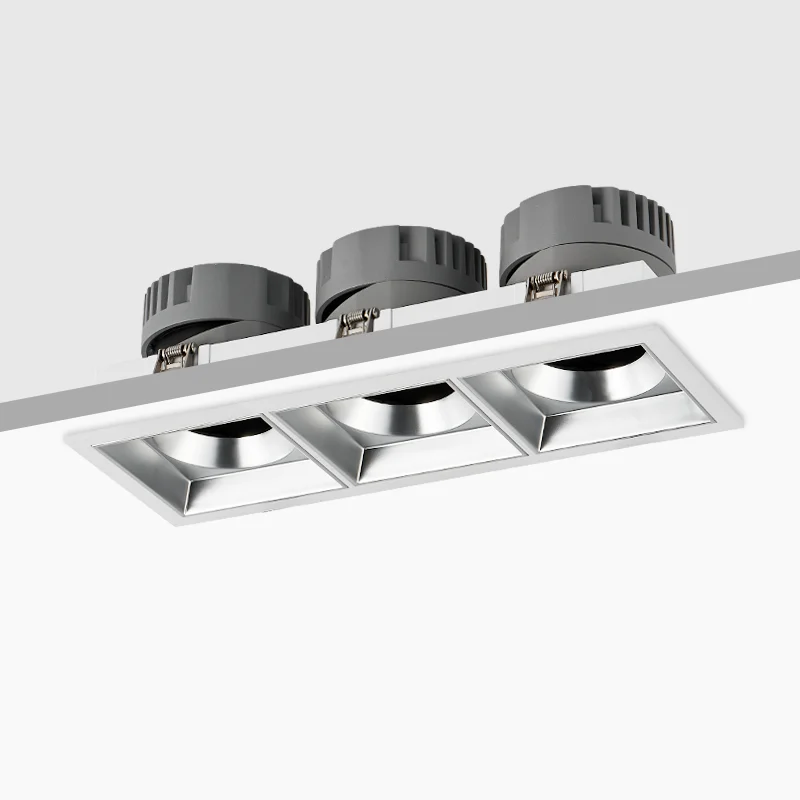 Ceiling Recessed Led Downlight Square Cob Single Twin Triple Grille Led Light Double Downlight 12w 7w Led Square Downlight