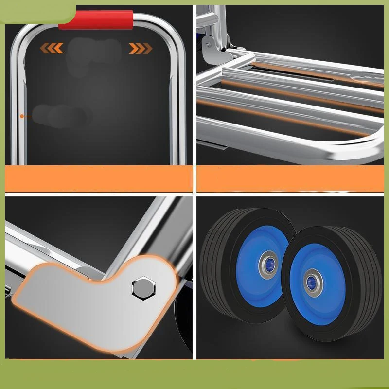 Factory direct sales household folding trolley moving pulling cart stall portable small trolley