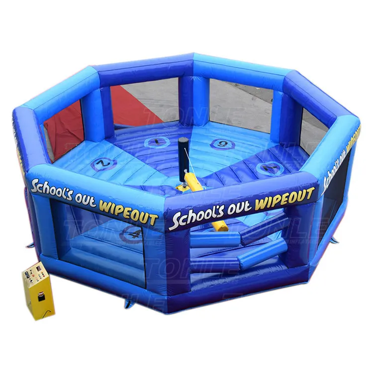 Factory price wholesale inflatable machine wipeout games kids meltdown last man standing swepper mechanical games adult for sale