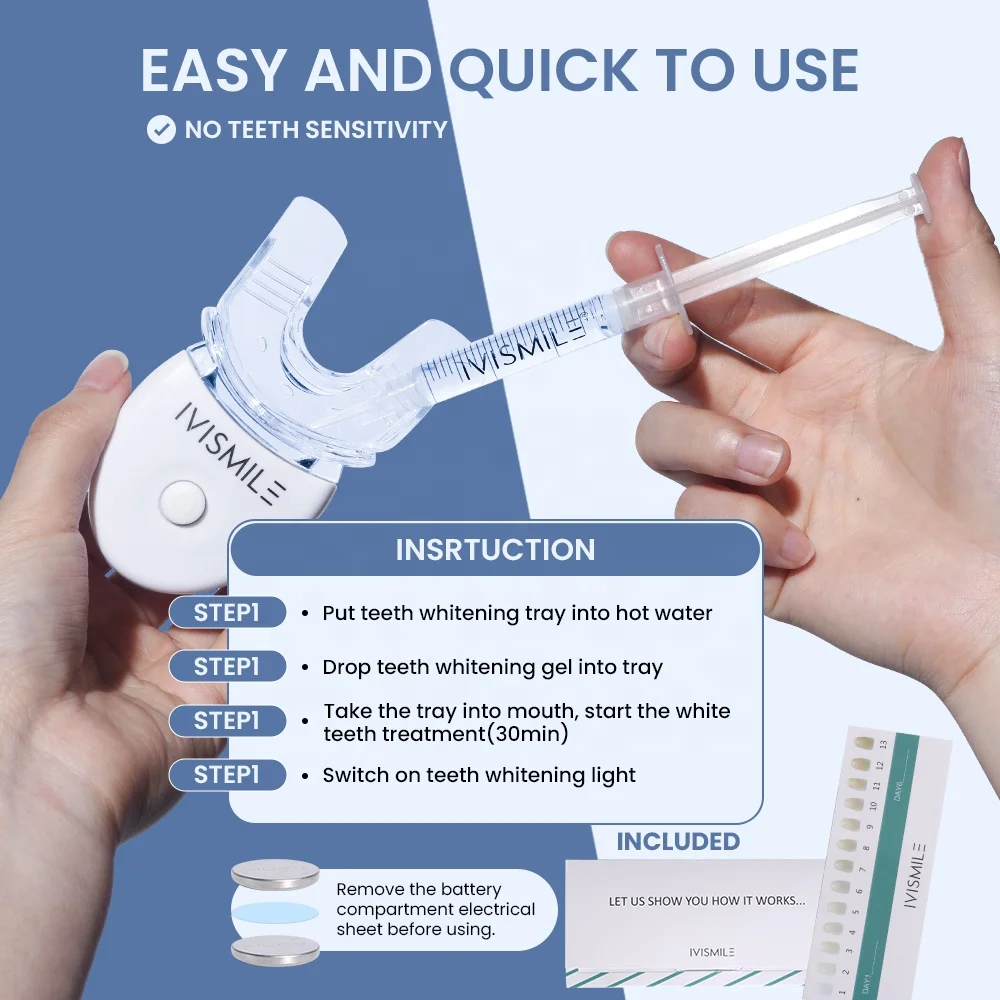 IVISMILE Oral Care Dental Bleaching Kit 10Mins Device 35% Teeth Whitening Peroxide Gel Kit