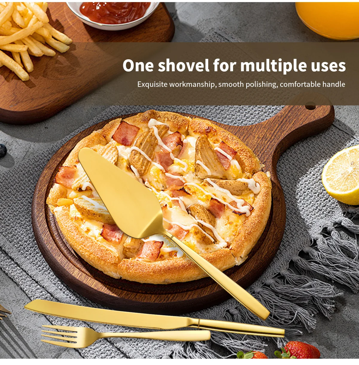 Stainless Steel Cake Knife Shovel Suit Wedding Party Cake Shovel Bread Knife Fork Pizza Shovel Baking Tools