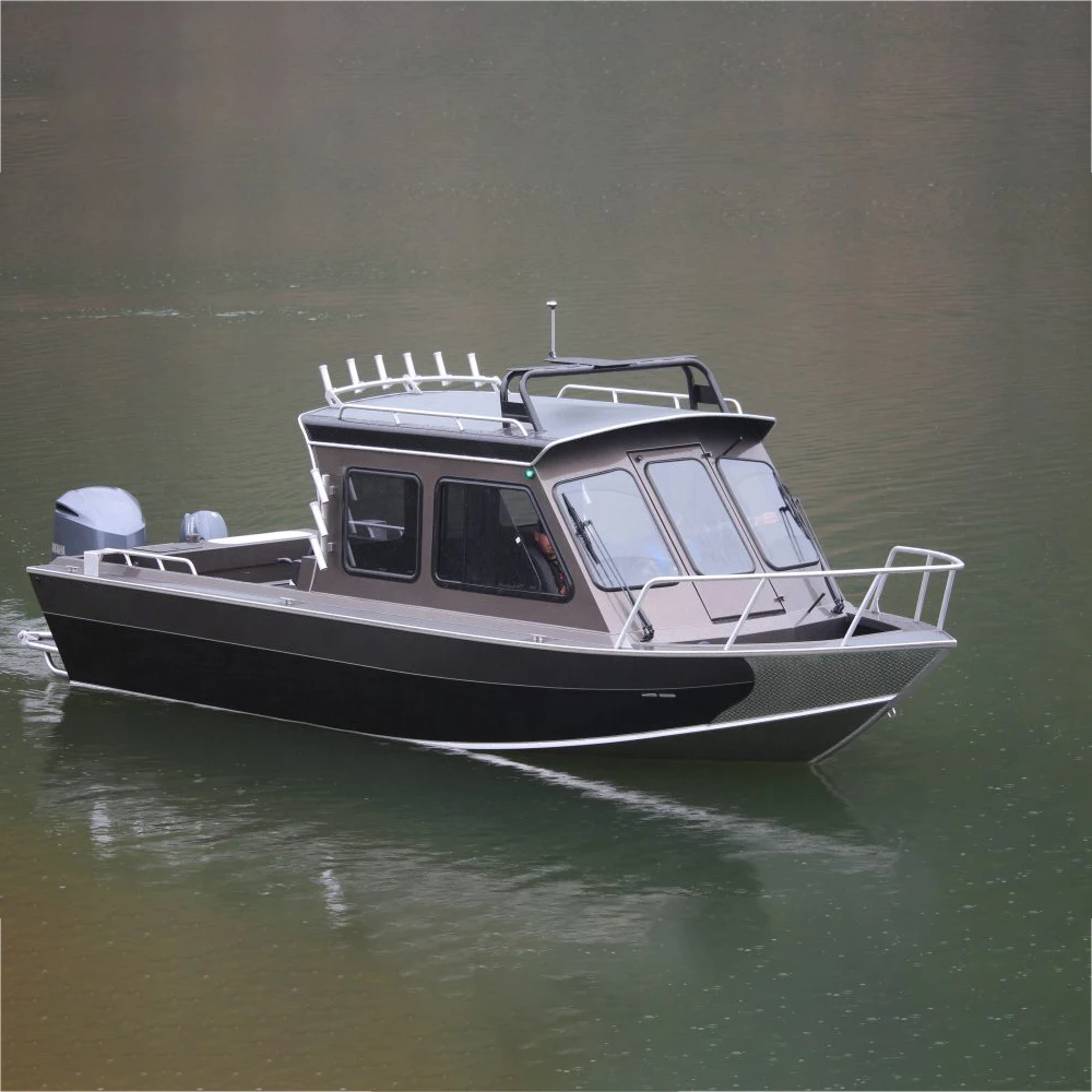 
25ft Elaborate welded aluminum fishing cabin house landing craft sailing speed boat for sale 